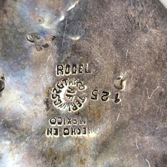 Vintage Mexican Sterling Silver Aventurine and Lapis Brooch - Picture 6 of 10